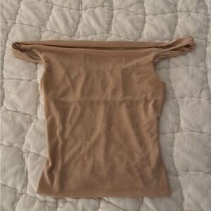 Sunday in Brooklyn Tan Off-Shoulder Blouse